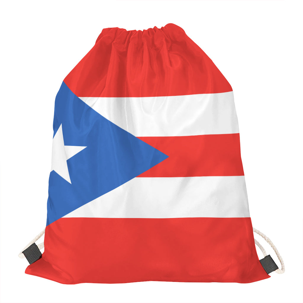 Puerto Rican Flag Print Drawstring Bag