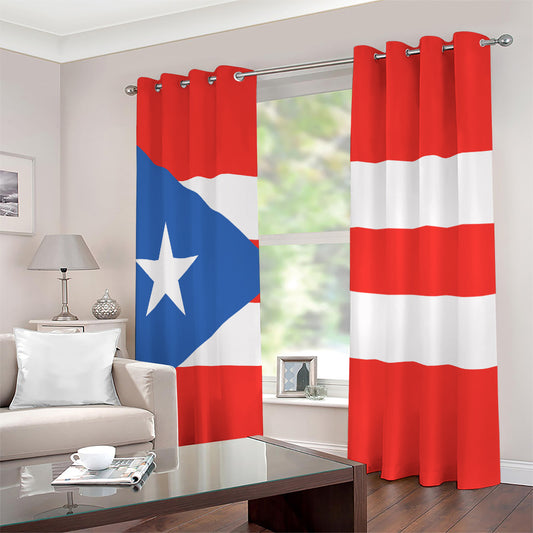 Puerto Rican Flag Print Extra Wide Grommet Curtains
