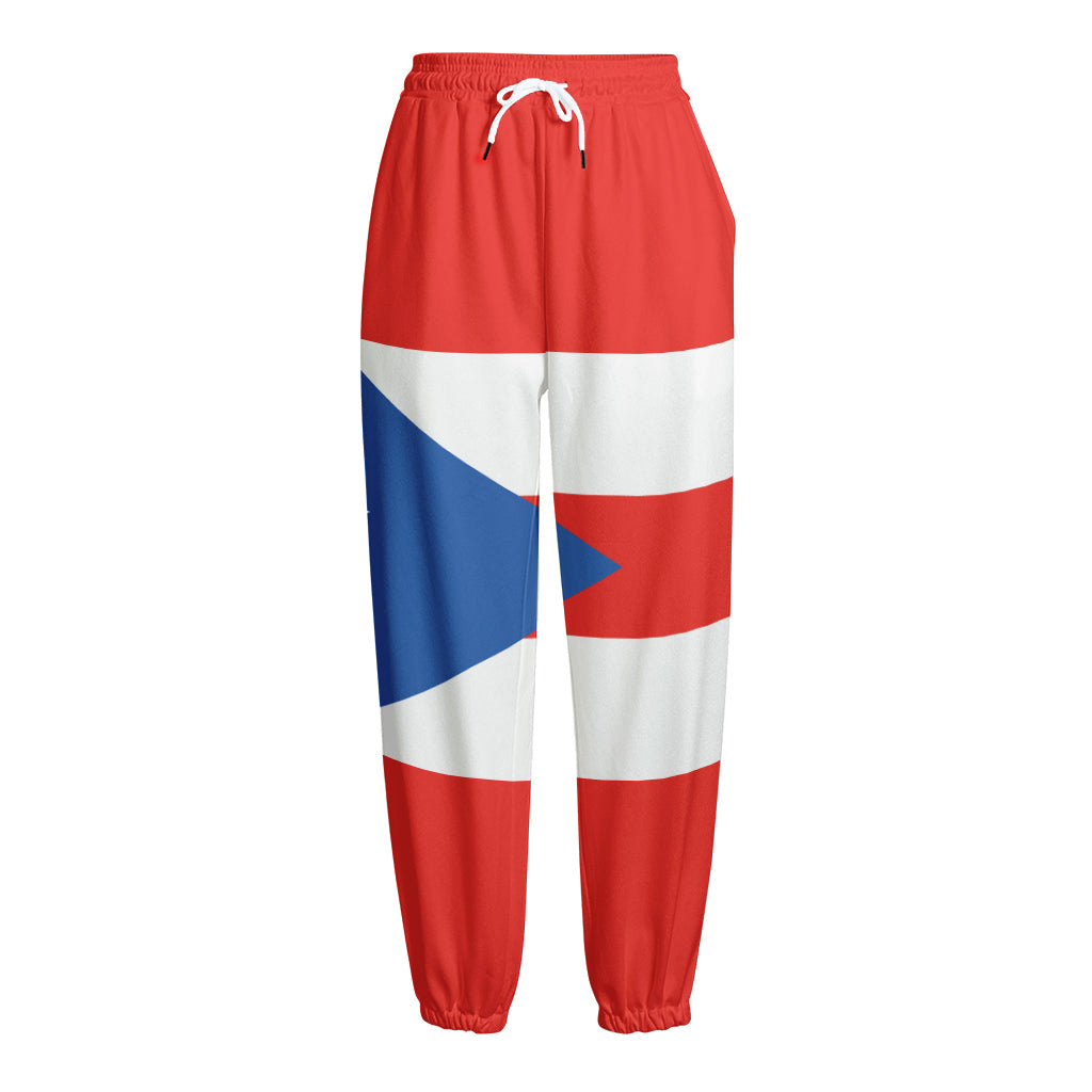 Puerto Rican Flag Print Fleece Lined Knit Pants