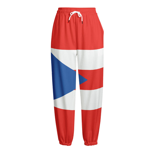 Puerto Rican Flag Print Fleece Lined Knit Pants
