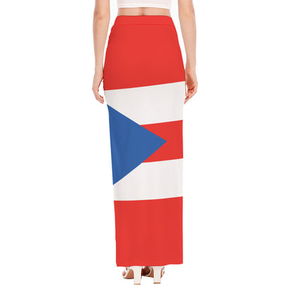 Puerto Rican Flag Print High Slit Maxi Skirt