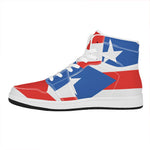 Puerto Rican Flag Print High Top Leather Sneakers