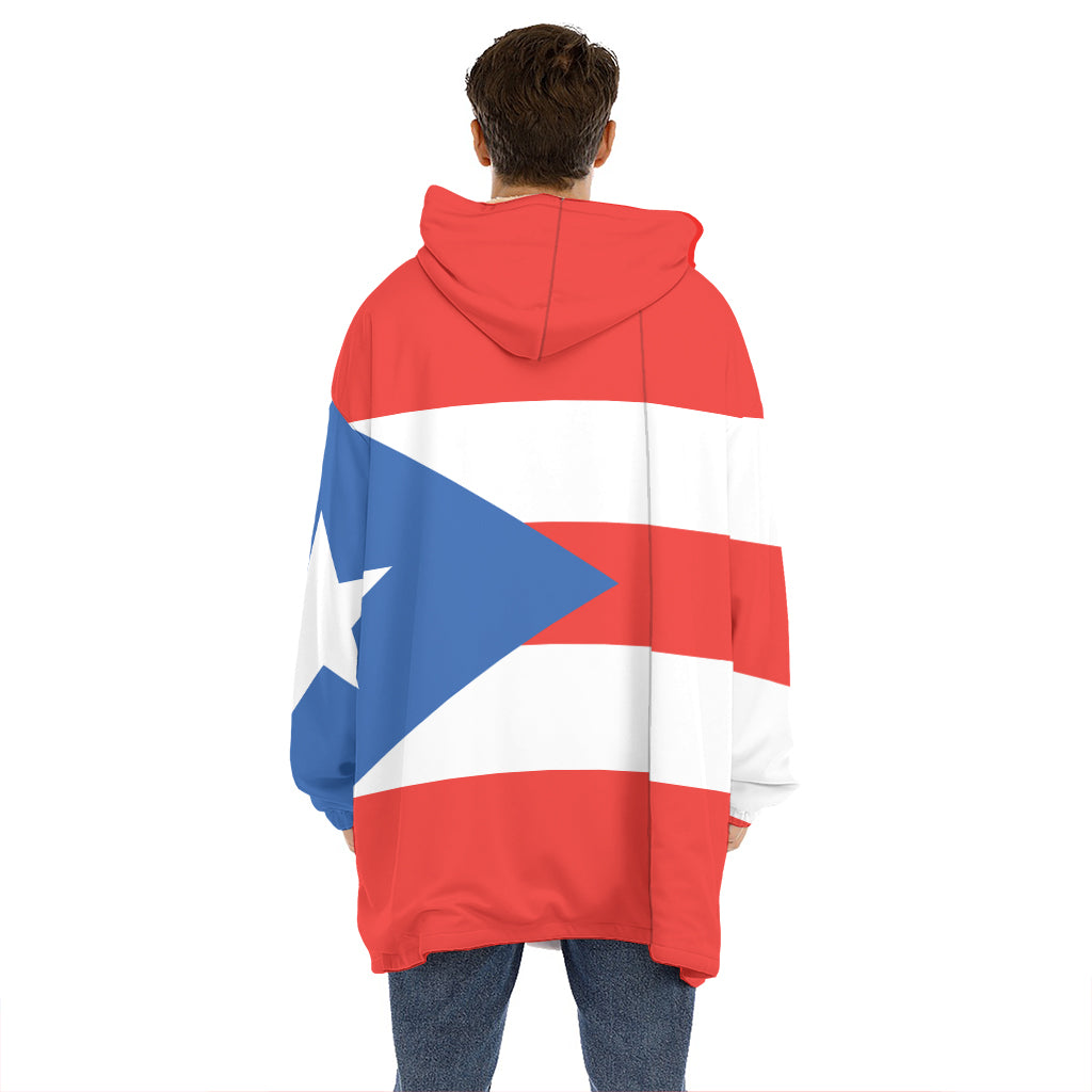 Puerto Rican Flag Print Hoodie Blanket