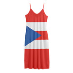 Puerto Rican Flag Print Jersey Midi Cami Dress