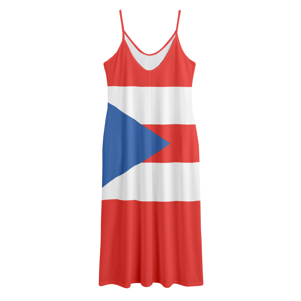 Puerto Rican Flag Print Jersey Midi Cami Dress