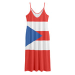 Puerto Rican Flag Print Jersey Midi Cami Dress