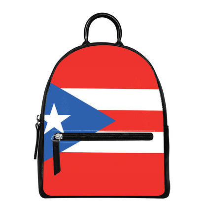 Puerto Rican Flag Print Leather Backpack