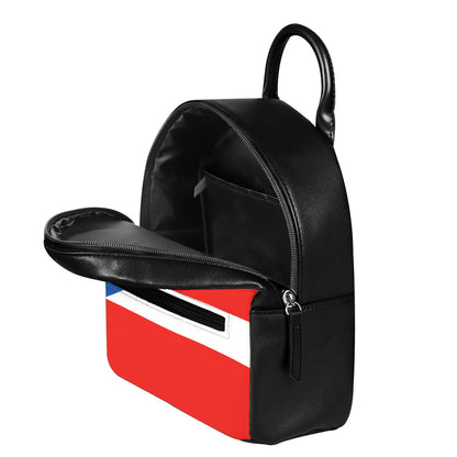 Puerto Rican Flag Print Leather Backpack