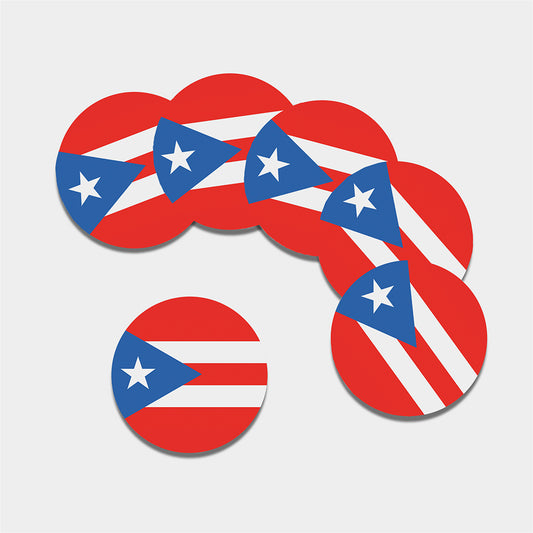 Puerto Rican Flag Print Leather Coaster Set