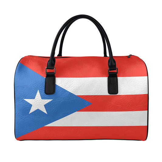 Puerto Rican Flag Print Leather Duffle Bag
