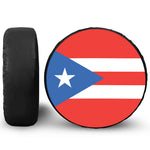 Puerto Rican Flag Print Leather Spare Tire Cover