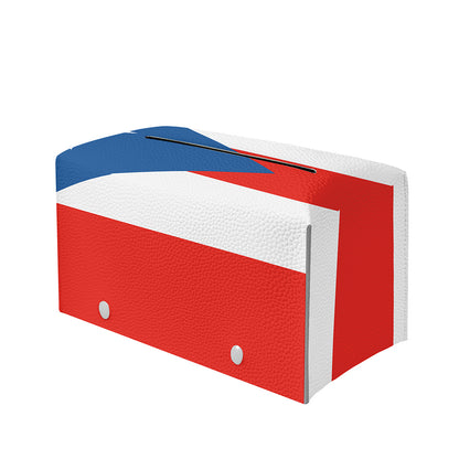 Puerto Rican Flag Print Leather Tissue Box Cover