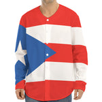 Puerto Rican Flag Print Long Sleeve Baseball Jersey