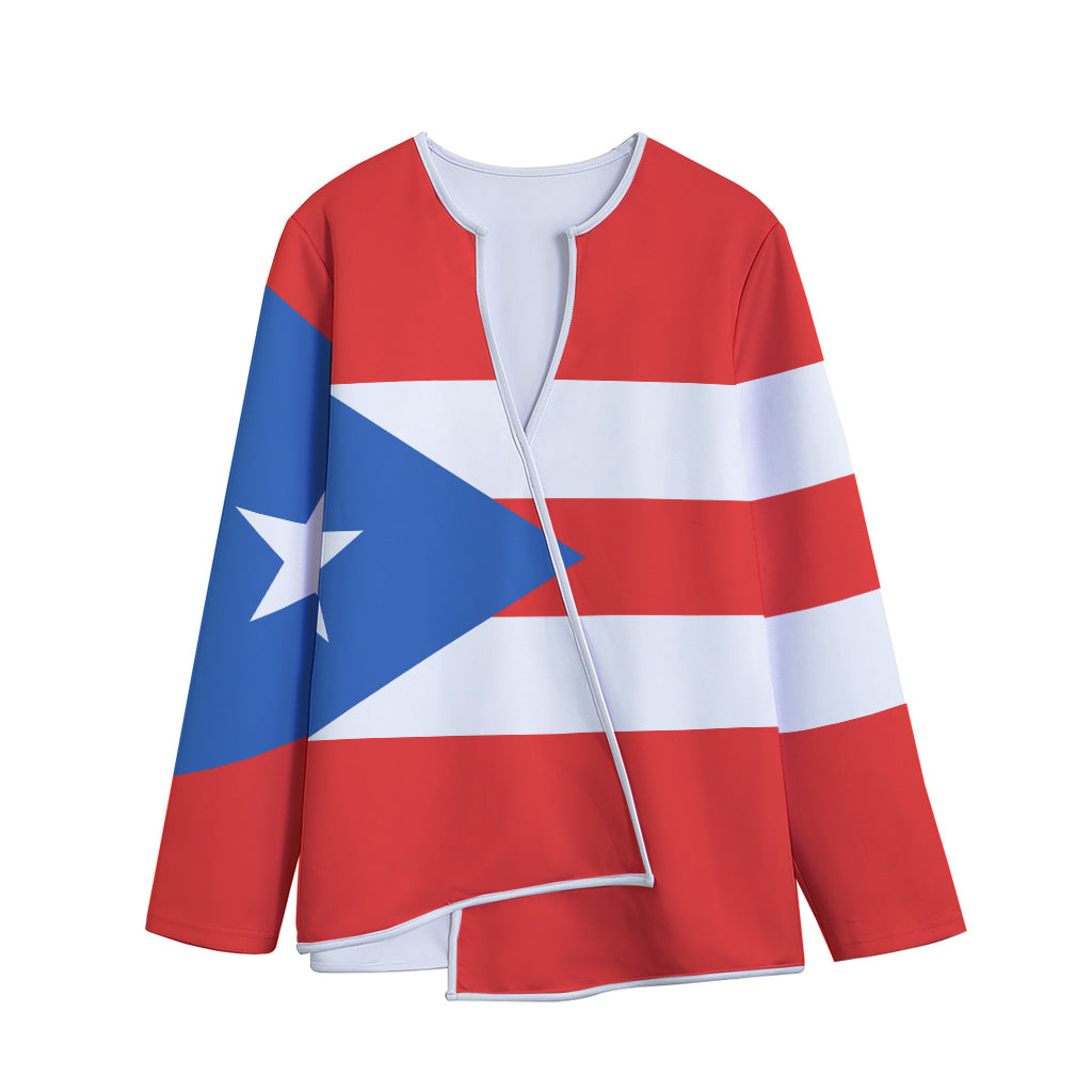 Puerto Rican Flag Print Long Sleeve Short Coat
