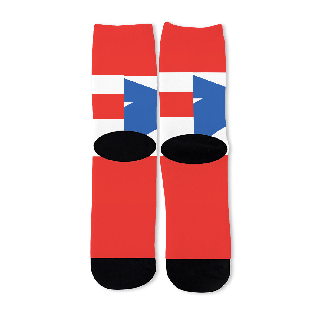 Puerto Rican Flag Print Long Socks