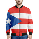 Puerto Rican Flag Print Men's Bomber Jacket