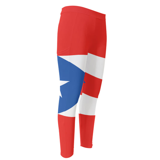 Puerto Rican Flag Print Men's Compression Pants