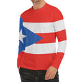 Puerto Rican Flag Print Men's Long Sleeve Rash Guard