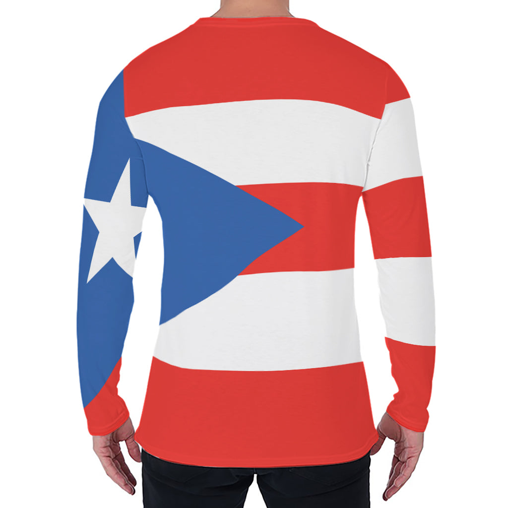 Puerto Rican Flag Print Men's Long Sleeve T-Shirt