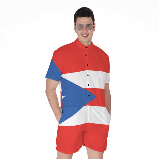Puerto Rican Flag Print Men's Rompers