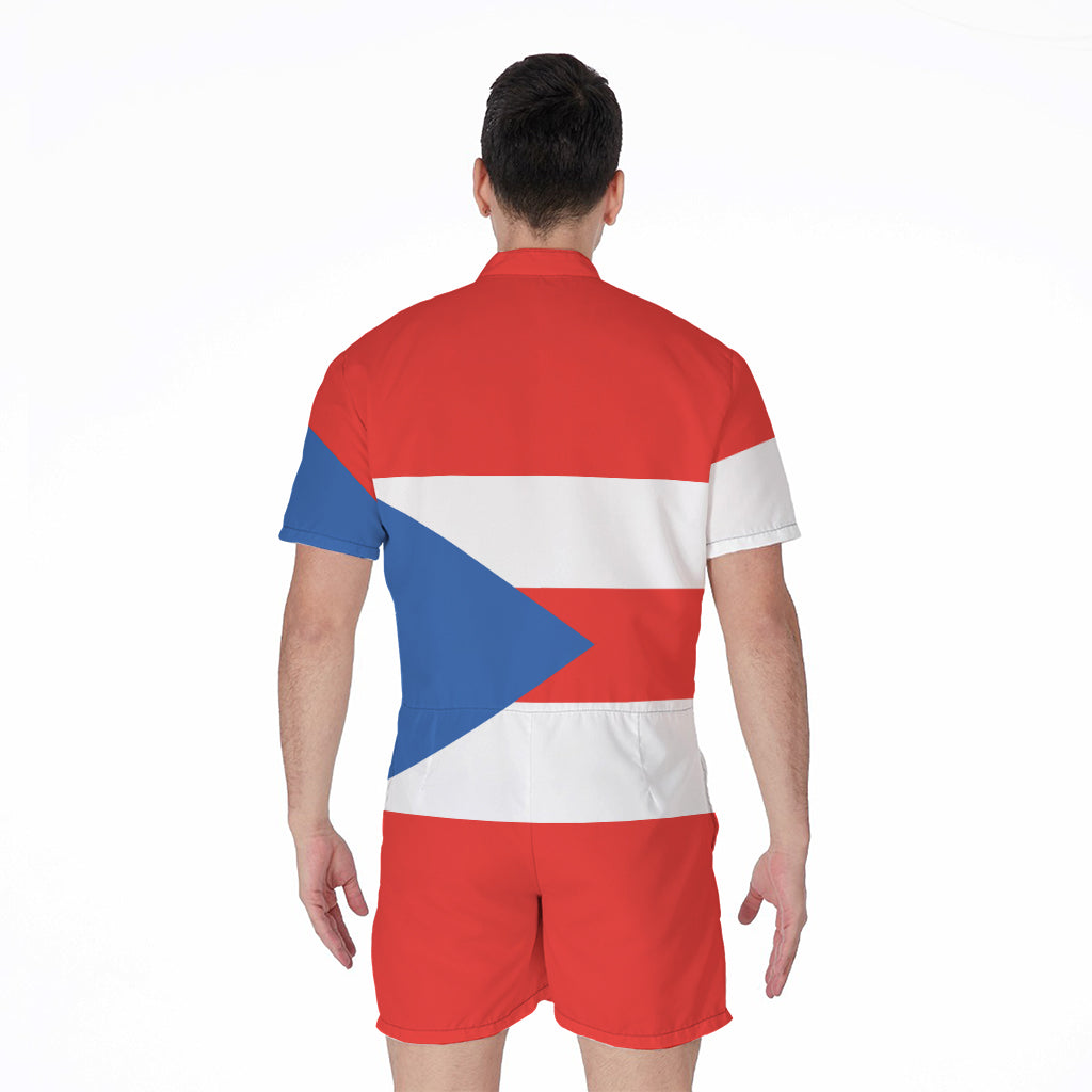 Puerto Rican Flag Print Men's Rompers