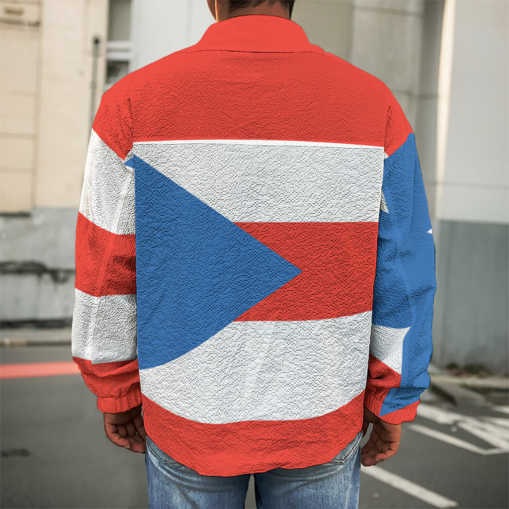 Puerto Rican Flag Print Men's Shirt Jacket