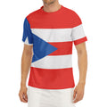 Puerto Rican Flag Print Men's Short Sleeve Rash Guard