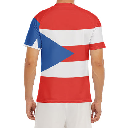 Puerto Rican Flag Print Men's Short Sleeve Rash Guard