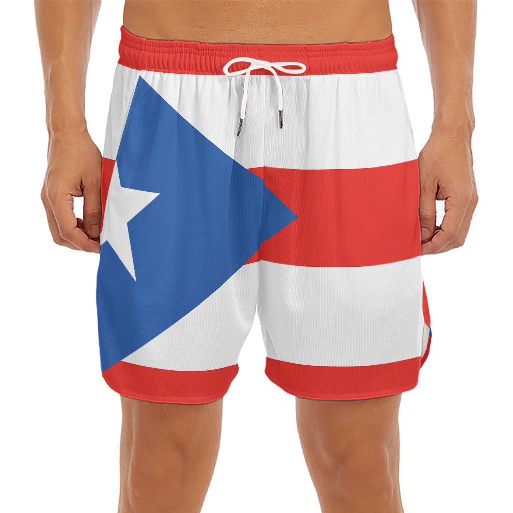 Puerto Rican Flag Print Men's Split Running Shorts