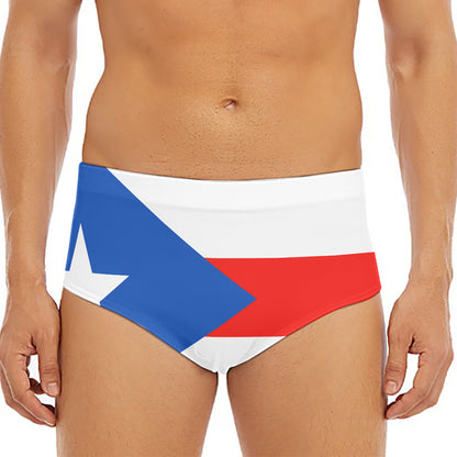 Puerto Rican Flag Print Men's Triangle Swim Briefs