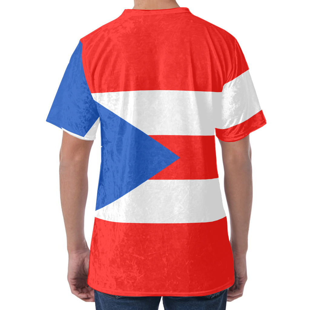 Puerto Rican Flag Print Men's Velvet T-Shirt