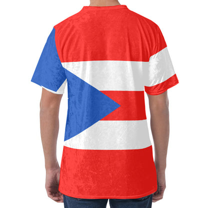 Puerto Rican Flag Print Men's Velvet T-Shirt