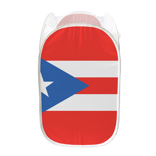 Puerto Rican Flag Print Mesh Laundry Hamper