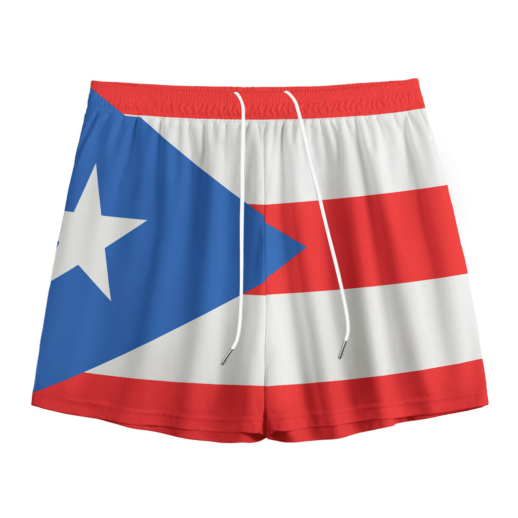 Puerto Rican Flag Print Mesh Shorts