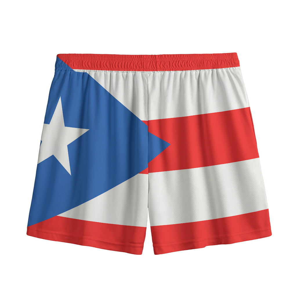 Puerto Rican Flag Print Mesh Shorts