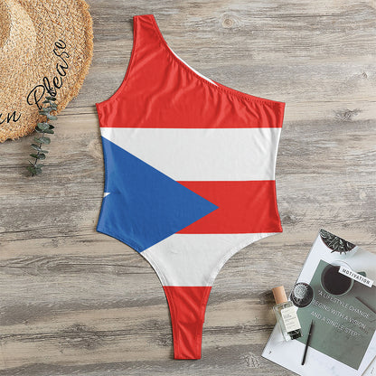 Puerto Rican Flag Print One Shoulder Bodysuit