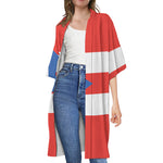 Puerto Rican Flag Print Open Front Beach Cover Up