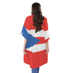 Puerto Rican Flag Print Open Front Beach Cover Up