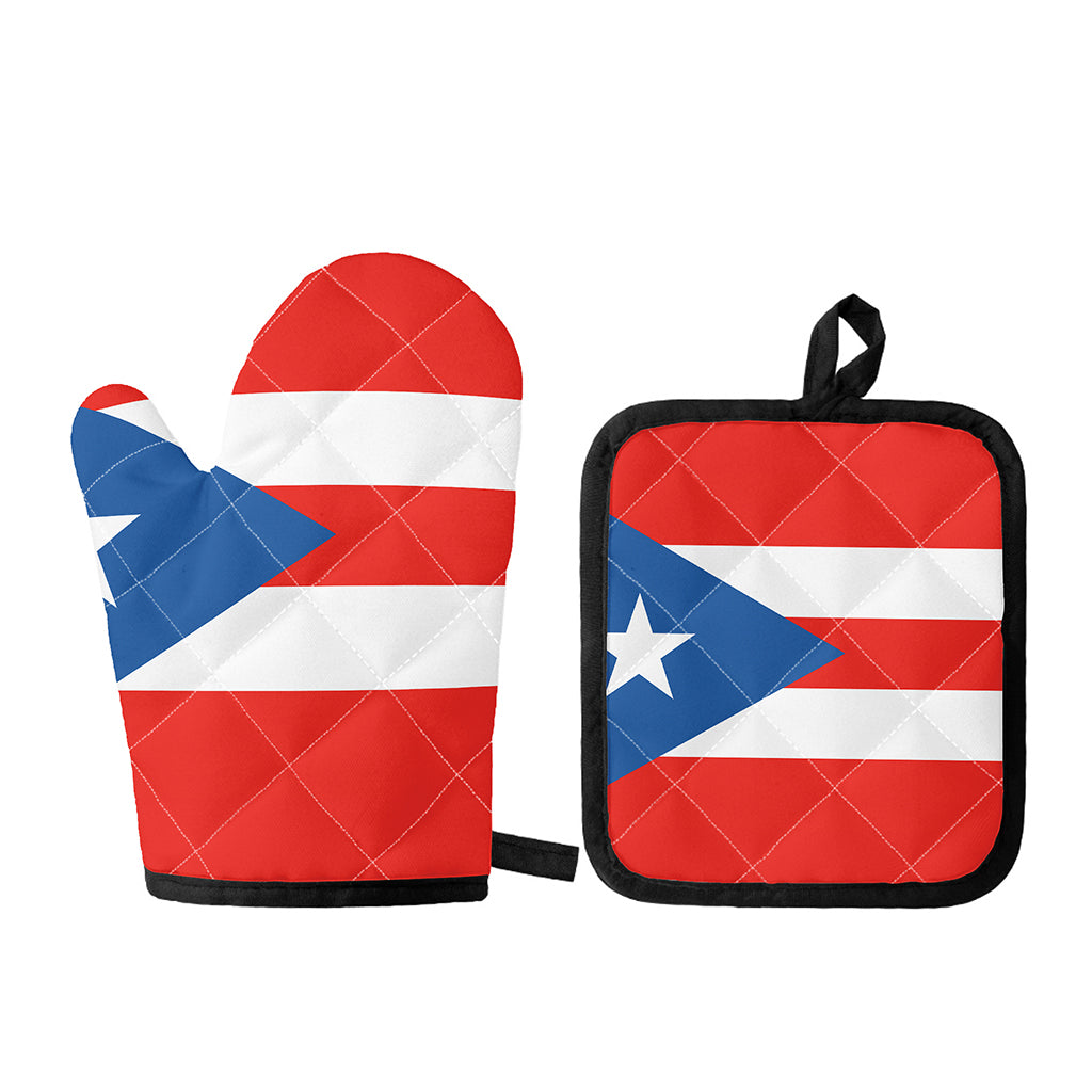 Puerto Rican Flag Print Oven Mitt And Pot Holder Set