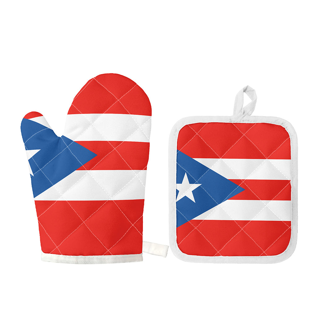Puerto Rican Flag Print Oven Mitt And Pot Holder Set