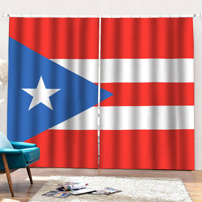 Puerto Rican Flag Print Pencil Pleat Curtains
