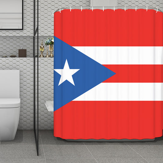 Puerto Rican Flag Print Polyester Shower Curtain