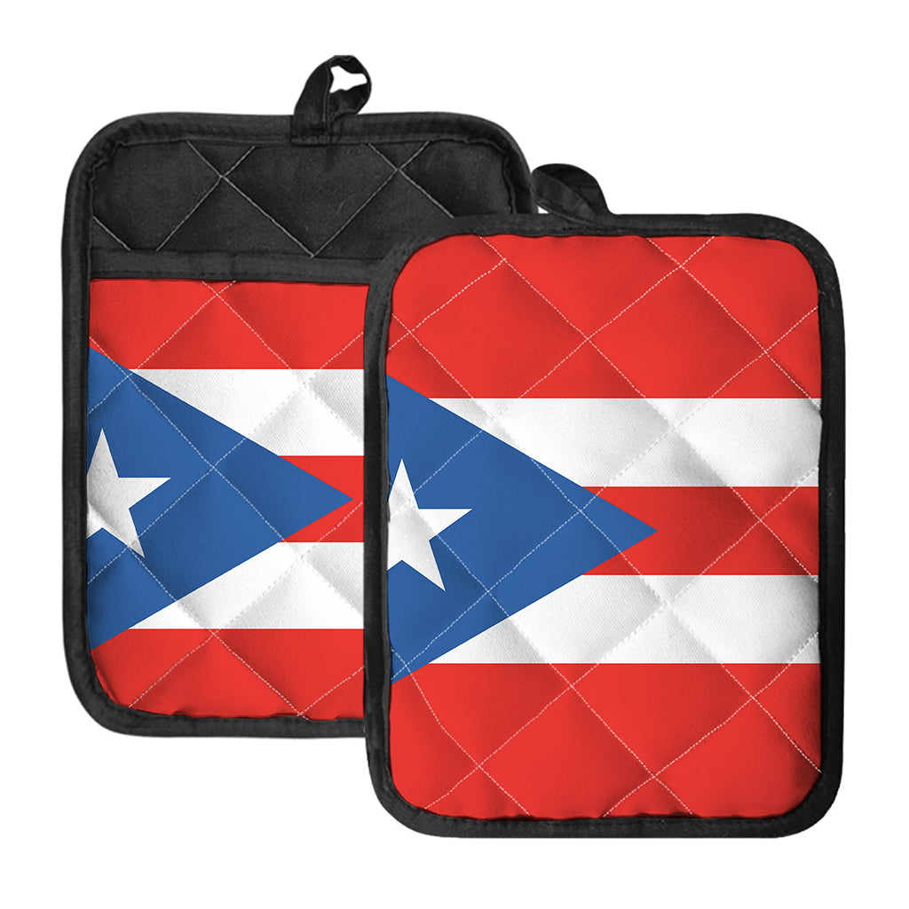 Puerto Rican Flag Print Pot Holders With Pocket
