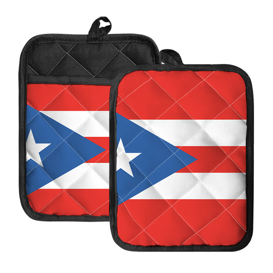 Puerto Rican Flag Print Pot Holders With Pocket