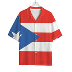 Puerto Rican Flag Print Rayon Hawaiian Shirt