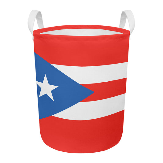 Puerto Rican Flag Print Round Laundry Basket