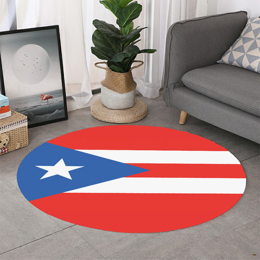 Puerto Rican Flag Print Round Rug