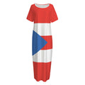 Puerto Rican Flag Print Short Sleeve Long Nightdress