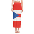 Puerto Rican Flag Print Side Slit Maxi Skirt