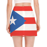 Puerto Rican Flag Print Side Slit Mini Skirt